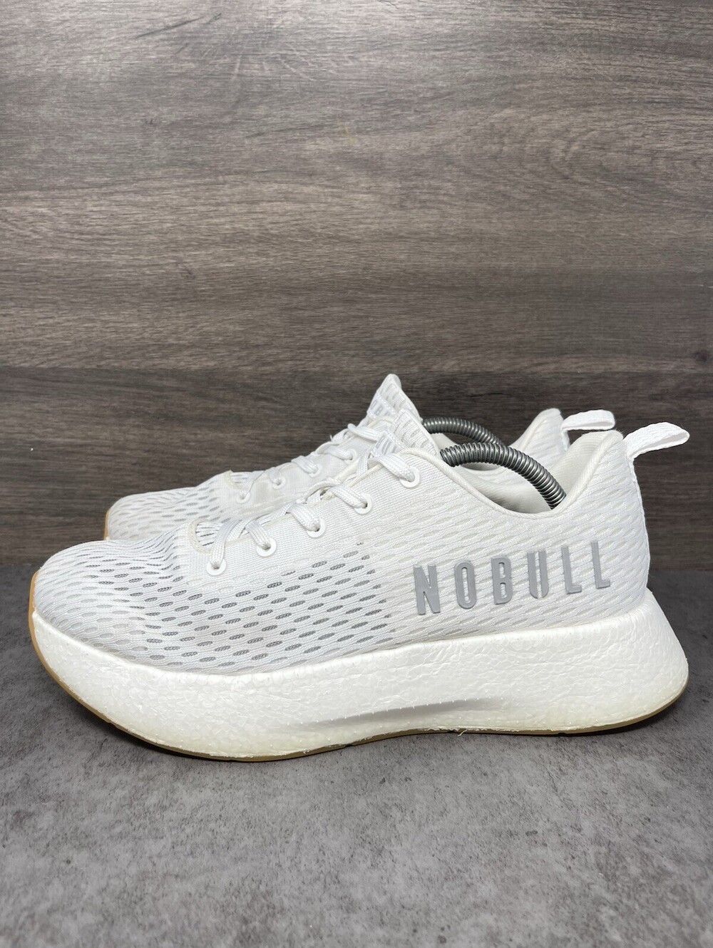 NOBULL Runner Plus Size 10.5 Mens White Gum Knit Running Training Shoes